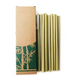 12 Natuurlijke Bamboe Rietjes Met Een Gratis Reinigingsborsteltje