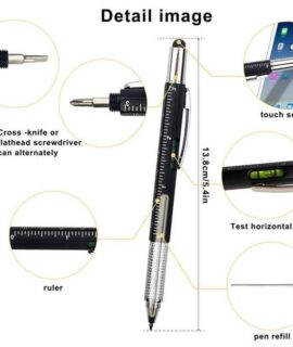 6 in 1 Multitool pen – zwart
