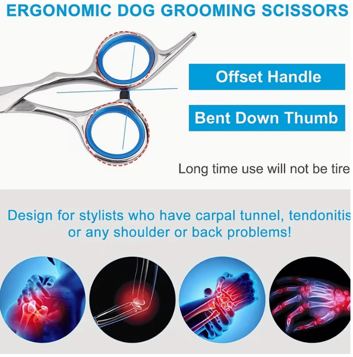 Gebogen veiligheidsschaar met ronde punt voor honden en katten, roestvrij staal - Afbeelding 3