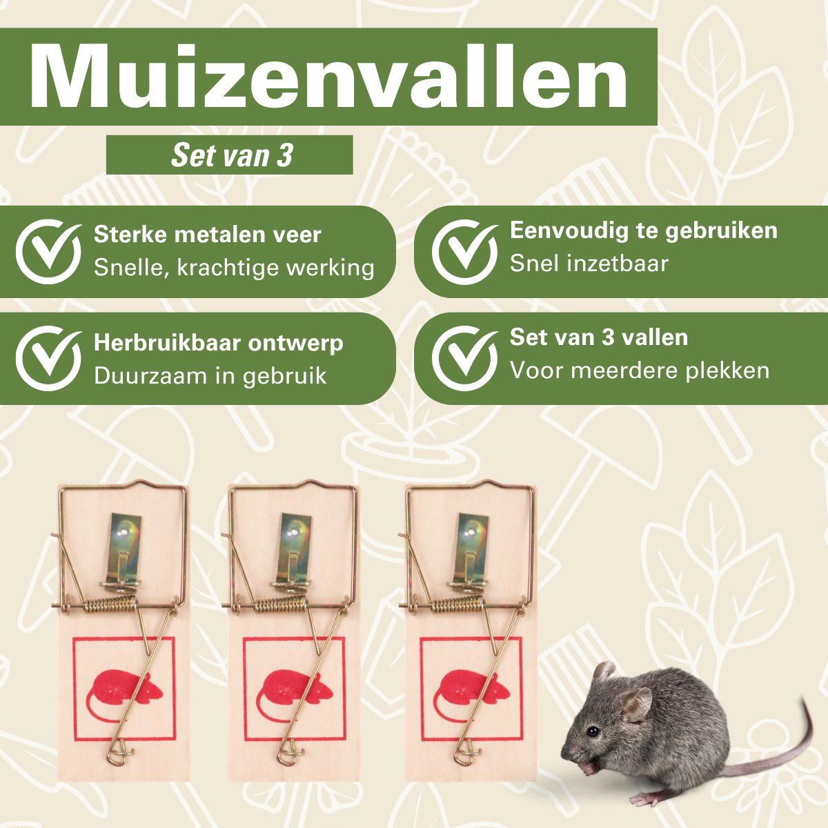 Muizenval, set van 3 stuks - Afbeelding 5