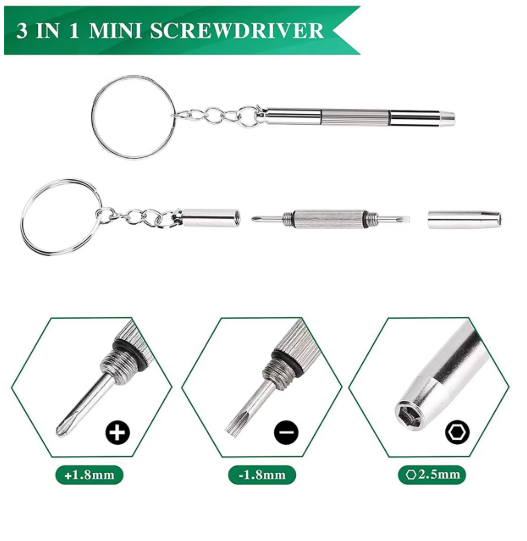 3-in-1 Mini schroevendraaierset voor reparatie van brillen, horloges en telefoons - Afbeelding 2