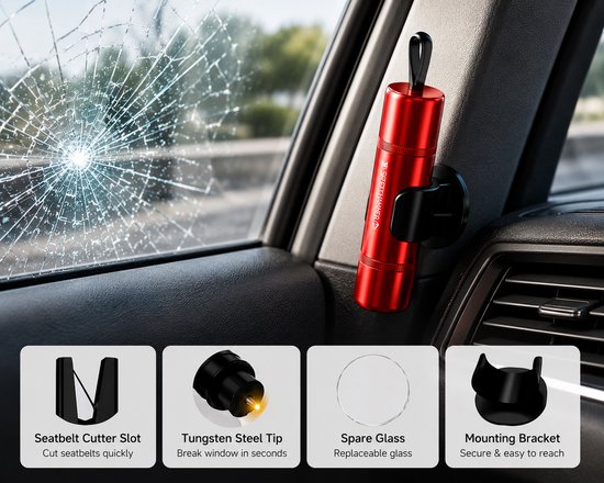 1 Professionele veiligheidshamer voor in de auto, reddingsgereedschap - Afbeelding 7