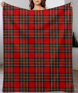 Superzachte rood-zwart geruite flanellen deken, 100x150cm